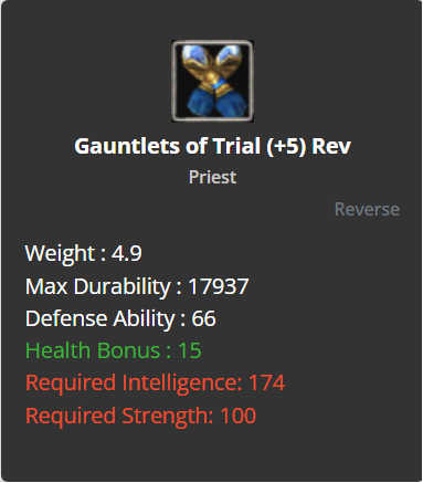 Gauntlets Of Trial (HP) +5 (Reverse)