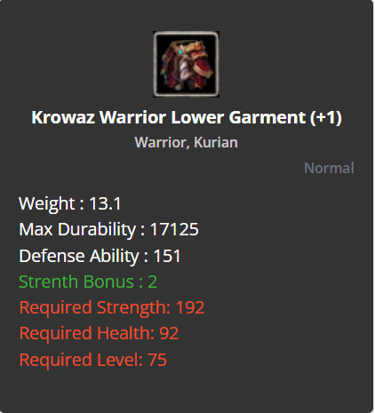 Krowaz Warrior Lower Garment +1