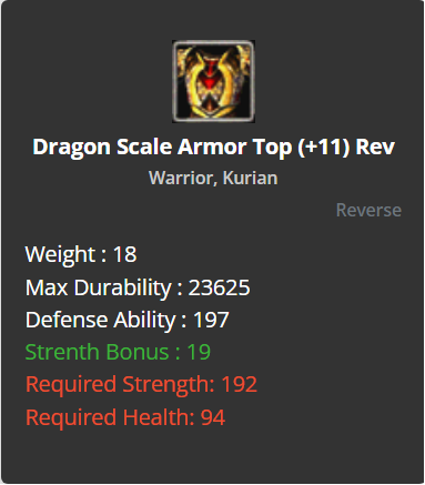 Dragon Scale Armor Top +11 (Reverse)